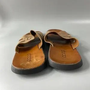 Ecco | Shoes | Ecco Mens Tan Leather Slide Sandals Size 43  display picture 2